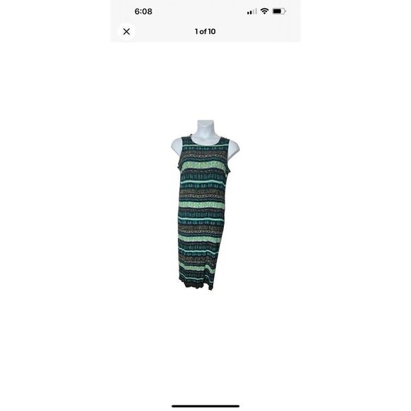 JM COLLECTION Black Blue Summer Sleeveless Stretch Maxi Shift Dress Size 3X - Picture 10 of 10